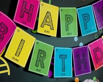 Festa di compleanno per ragazze Festa scientifica Banner di buon compleanno per ragazze Decorazioni per feste scientifiche rosa Festa scientifica per ragazze Download immediato Modifica file