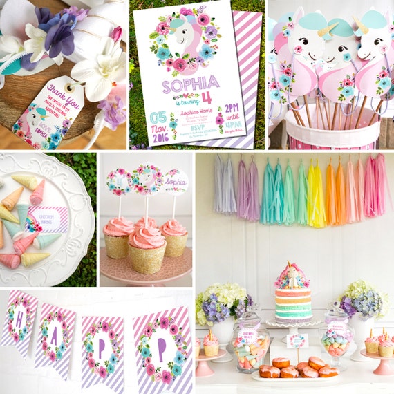 Unicorn Birthday Party Decorations Unicorn Party Decor Instantly Download  and Edit at Home With Adobe Reader 