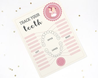 Tooth Mouse Lost Tooth Chart - Track Your Teeth - Official Tooth Mouse Printable - Pink for Girls - Instant Download and Edit with Adobe