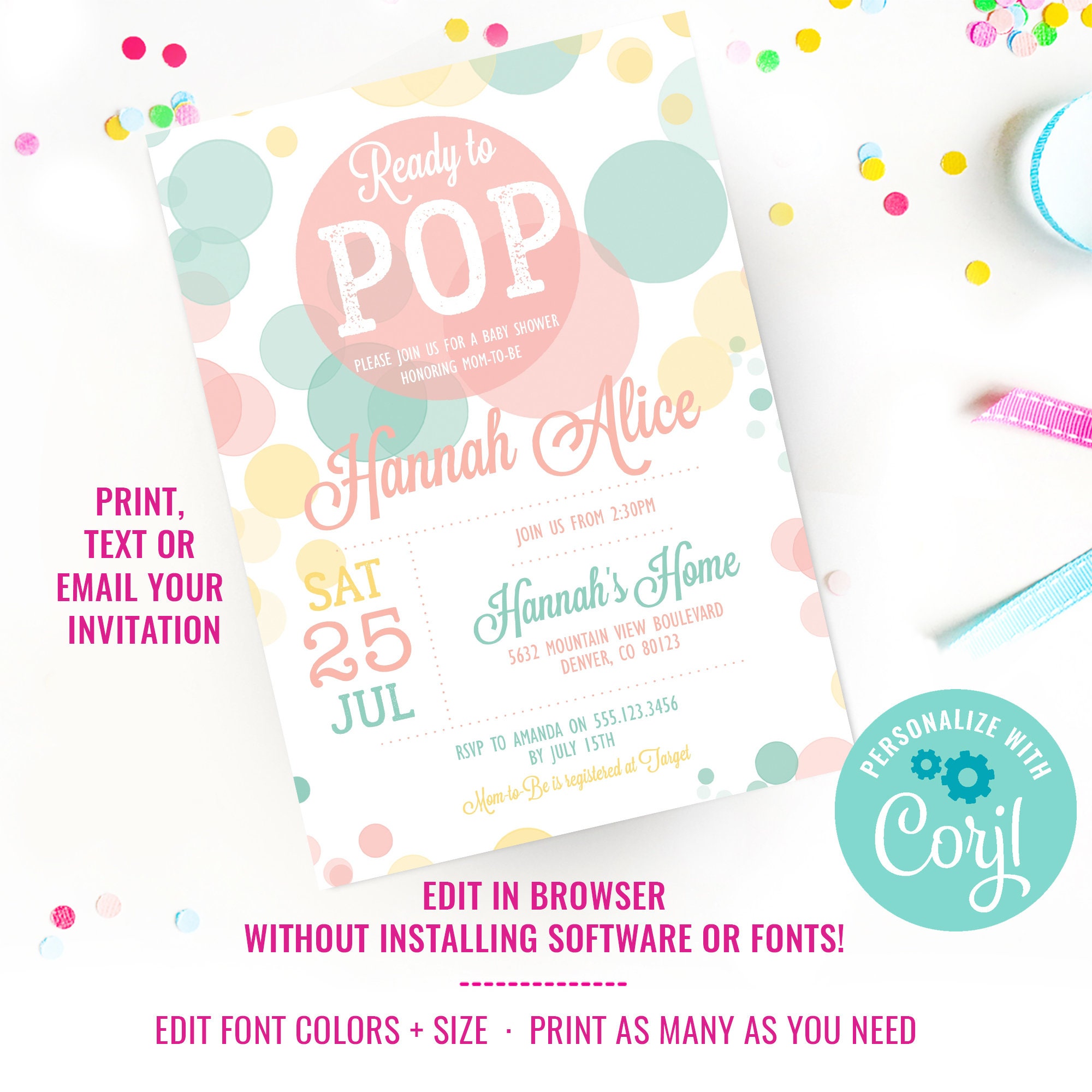 Ready to Pop Baby Shower Invitation for a Unisex Baby Shower Etsy