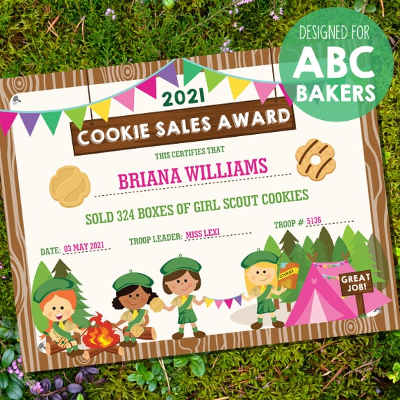 Girl Scout Cookie Seller Certificate - Girl Scout Cookie Award - Girl Scout Printable Award - Instant Download and Edit File in Adobe Reader Il_570xn