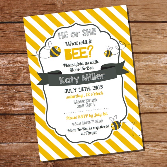 Bee Baby Shower Invitation - He or She What will it Bee? - Bee Baby Shower - Instant Download and Edit File at home with Adobe Reader Il_570xn