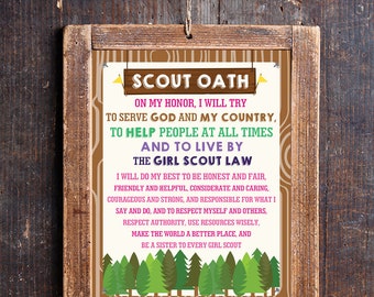 Girl Scout Oath Poster - Girl Scouts Oath - Girl Scout Printable - Instant Download and Edit File with Adobe Reader