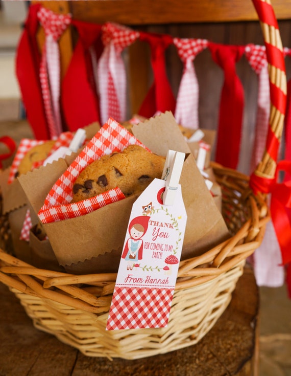 Little Red Riding Hood Favor Tags - Woodland Favor Tags - Instant Download and Edit File at home with Adobe Reader Il_570xn