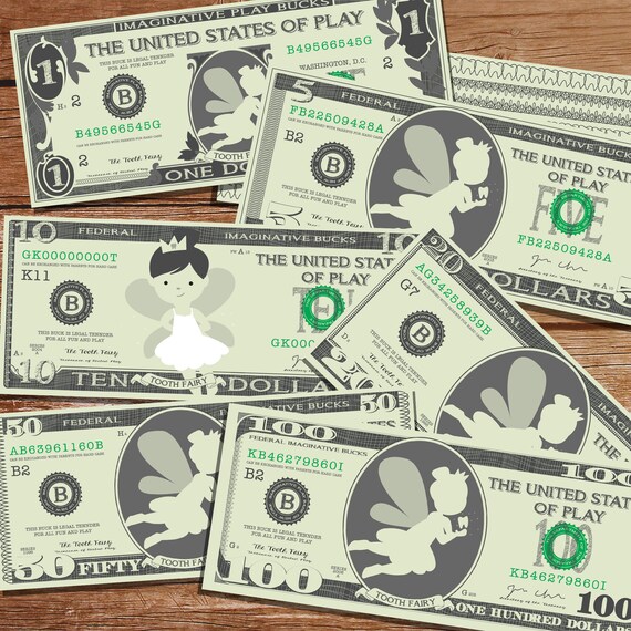 Printable Tooth fairy Pretend Play Money - Tooth fairy printable Money - Printable Money - Fake Money - Instant Download - Print at Home Il_570xn