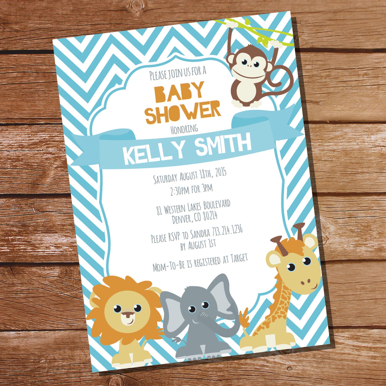 Safari/jungle Baby Shower Invitation for a Boy or Girl Etsy
