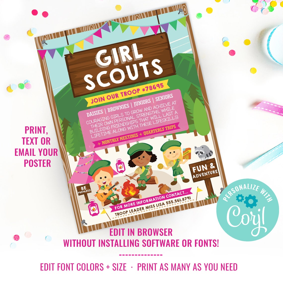 Girl Scouts Recruitment Flyer Printable Girl Scout | Etsy