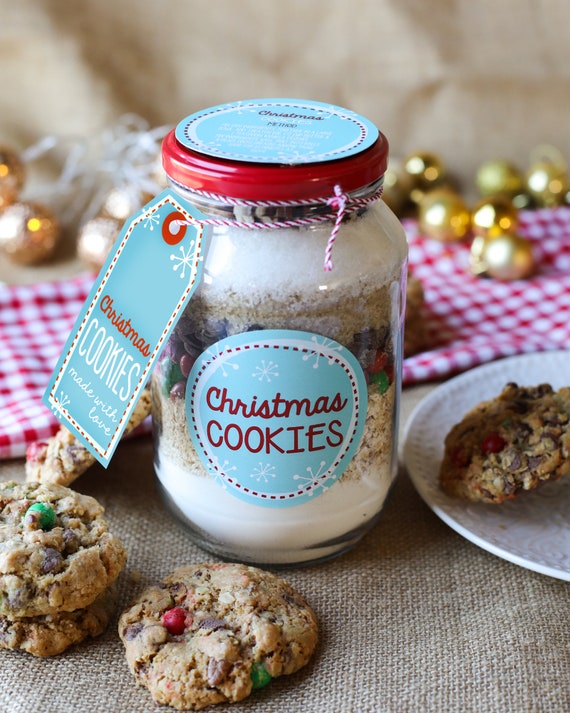 Christmas Cookies Jar labels and Gift Tags - Instant Download, Edit with Adobe and Print Il_570xn