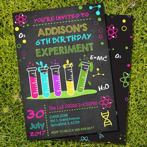 Science Experiment Party Invitation for a Girl - Science Party - Instant Download and Editable File - Personalize at home with Adobe Reader Il_570xn