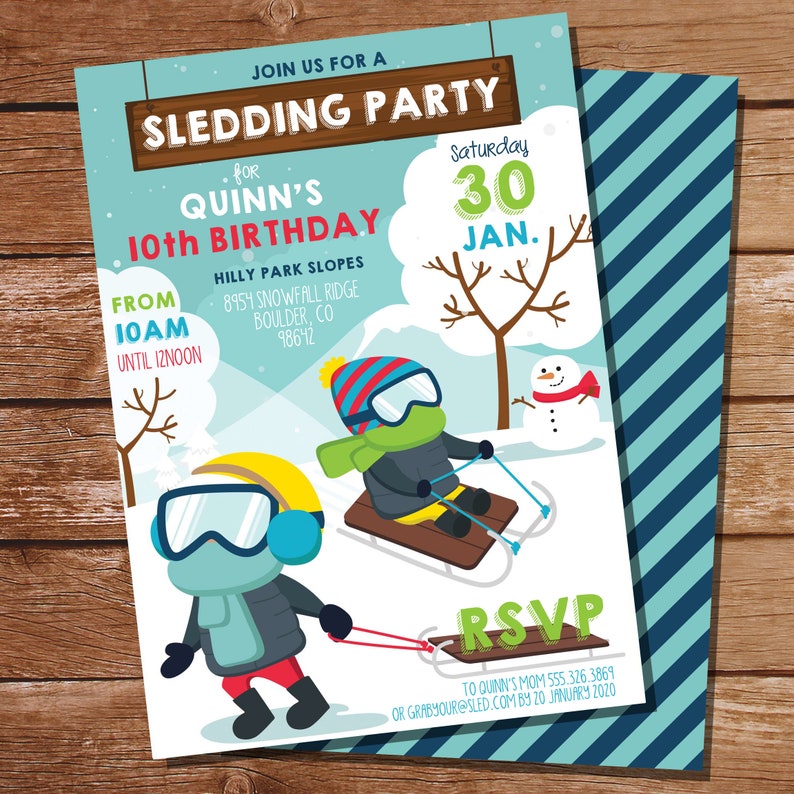 sledding-party-invitation-tobogganing-party-invitation-etsy