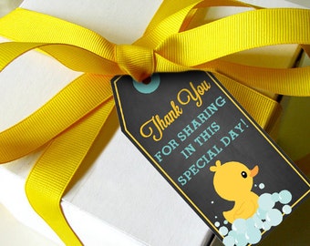 Chalkboard Rubber Duck Favor Tags - Baby Shower Favors - Instantly Downloadable File - Print at Home
