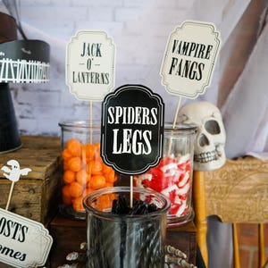 Halloween Party Haunted House Tent Cards Halloween Food Labels Buffet Cards Halloween Food Tags Labels Instant Download Edit in Adobe Reader