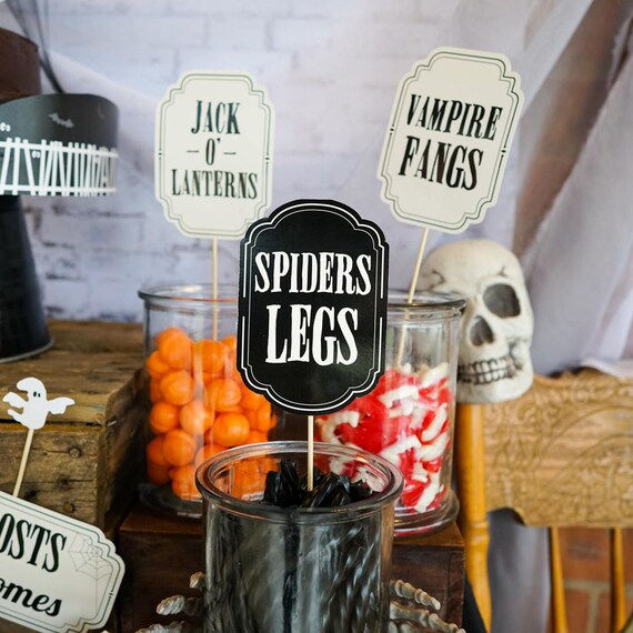 Halloween Haunted Party Tent Cards, Food Labels, Buffet Cards, Food Tags, Labels - Instant Download and Edit with Adobe Reader Il_570xn
