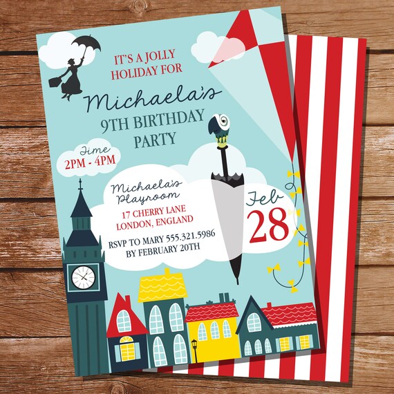 Mary Poppins Inspired Birthday Party Invitation - Mary Poppins Party - Instant Download & Edit File with Adobe Reader Il_570xn