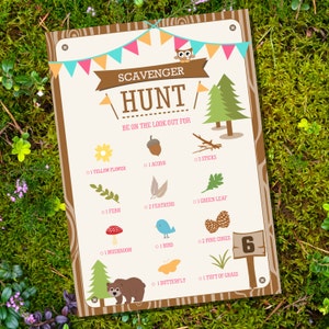 Scavenger Hunt Party Game - Camping Party Party Game - Glamping Editable - Instant Download - Editable File - Personalize with Adobe Reader