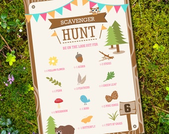 Kids Birthday Party Scavenger Hunt Party Game Camping Party Party Game Glamping Edit Instant Download Edit File with Adobe Reader