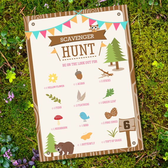 Scavenger Hunt Party Game - Camping Party Party Game - Glamping Editable - Instant Download - Editable File - Personalize with Adobe Reader Il_570xn