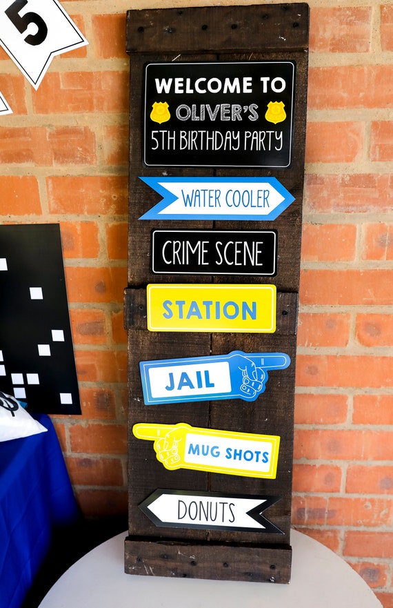 Policeman Party Directional Signs - Police Birthday Party Signs - Instant Download and Edit at home with Adobe Reader Il_570xn