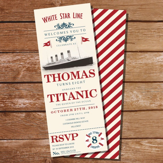 Titanic Party Invitation - Vintage Titanic Party Invite - Vintage Travel Party - Instant Download and Edit File at home Il_570xn