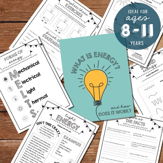 Kids Science Activity Sheets - Energy Activity Sheets - Printable Kids Activity Sheets- Kids Science Energy -Instant Download -Print at Home Il_570xn