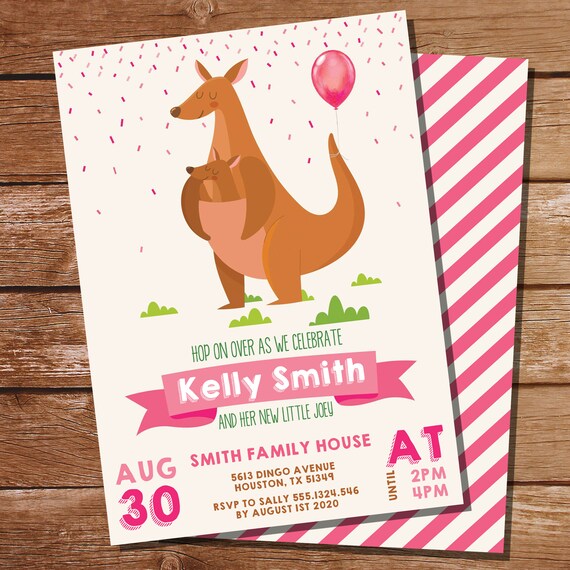 Kangroo Baby Shower Invitation for a Girl - Roo Baby Shower - Instant Download and Edit File at home with Adobe Reader Il_570xn