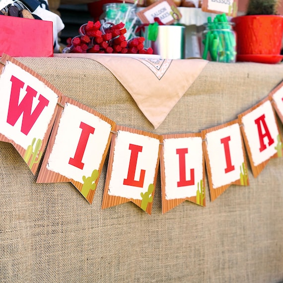 Cowboy Birthday Party Banner | Cowboy Party Garland - Instant Download and Editable File - Personalize & Print at home with Adobe Reader Il_570xn