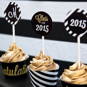 Black and Gold Graduation Party Printables Set Gold Graduation Party ...