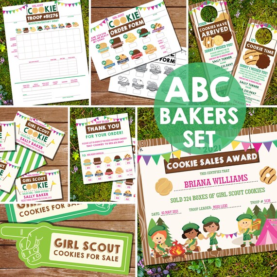 Girl Scout Cookie Printables - Girl Scout Cookie Seller Printable Kit - ABC Baker Cookies - Instant Download + Edit in Adobe Reader Il_570xn