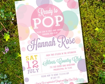Ready To Pop Baby Shower Invitation in Whites and Pinks - Girl Baby Shower Invitation - Instant Download and Edit with Adobe Reader