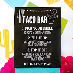 Mexican Fiesta Taco Bar Instruction Sign Taco Bar Directions Tex Mex Party Cinco de Mayo Instant Download Edit in Adobe Reader