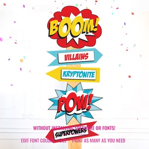 Superhero Party Welcome Sign Superhero Party Printable Sign Superhero Signs Instant Download and Edit File at home with Adobe Reader image 3