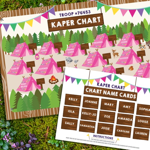 Girl Scout Kaper Editable Kaper Chart Inches - Etsy