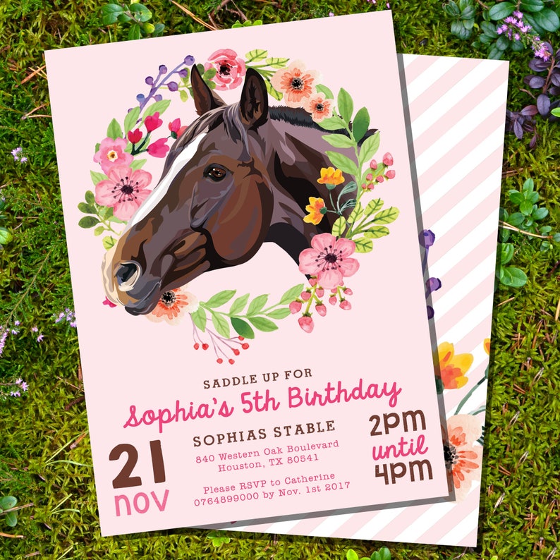 Horse Party Invitation Horse Birthday Party Invitation Etsy