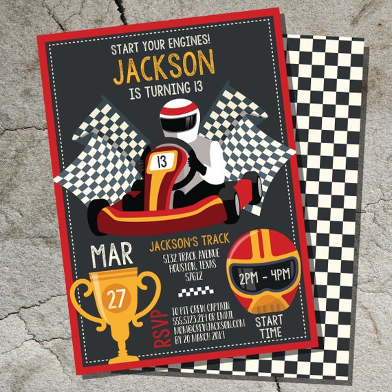 Go-Kart Party Invitation - Go Kart Party - Karting Party - Go Kart Invite - Racing Invite - Instant Download and Edit File with Adobe Reader Il_570xn