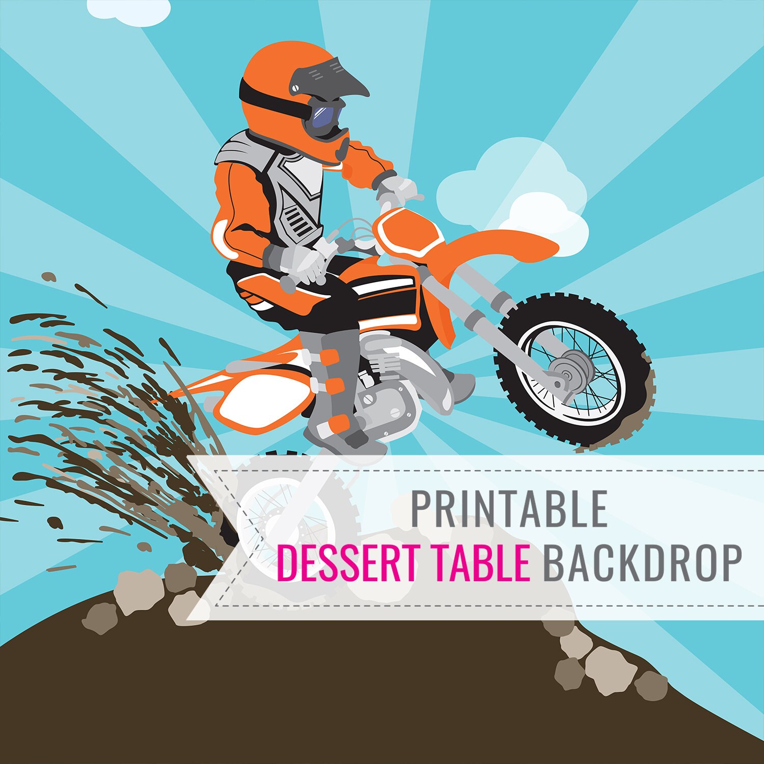Dirt Bike Party Printable Backdrop Only Birthday Backdrop Etsy