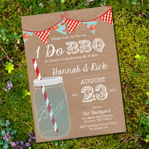 Shabby Chic I Do BBQ lnvitation Invitation - Engagement Party Invitation - Instantly Downloadable and Editable File - Print at Home! Il_570xn