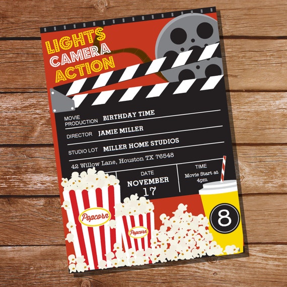 Movie Party Invitation - Movie Ticket Invitation - Instant Download and Editable File - Personalize at home with Adobe Reader Il_570xn