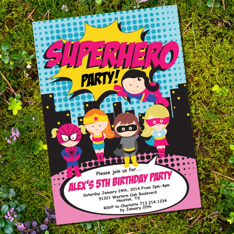 Girl Superhero Party Invitation Instantly Downloadable and Etsy