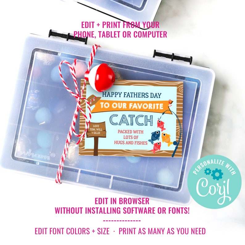 Father's Day DIY Card Fishing Father's Day Gift Greatest Catch Father's Day Gifts Instant Download & Edit File with Corjl image 2