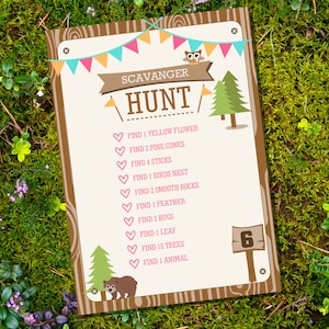 Girl Birthday Party Camping Tent Party Game Scavenger Hunt Glamping Game Instant Download Edit File with Adobe Reader