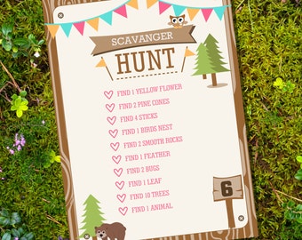 Camping Tent Party Party Game - Scavenger Hunt - Glamping Editable - Instant Download - Editable File -Personalize at home with Adobe Reader