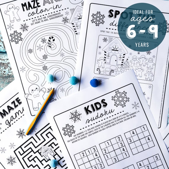 Kids Activity Sheets - Winter Activity Sheets - Printable Kids Activity Sheets - Kids Sudoku - Instant Download - Print at Home Il_570xn