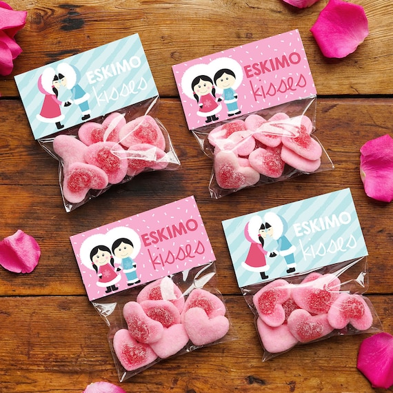 Eskimo Kisses Valentine's Treat Bag Toppers - Valentine's Tags for Kids - Instant Download | Edit with Adobe | Print Il_570xn