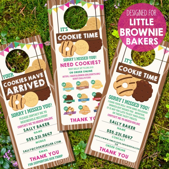 Girl Scout Cookie Printables - Cookie Seller Printable Door Hanger - LBB Cookie Door Hanger - Instant Download and Edit File in Adobe Reader Il_570xn