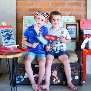 Boys Plane Birthday Party Vintage Aviation Party Photobooth Props Airplane Party Photobooth Props Plane Party Instant Download Edit File