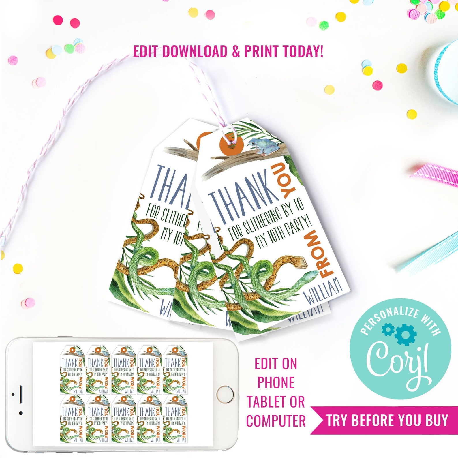 Reptile Party Favor Tags Reptile Favors Reptile Party Etsy