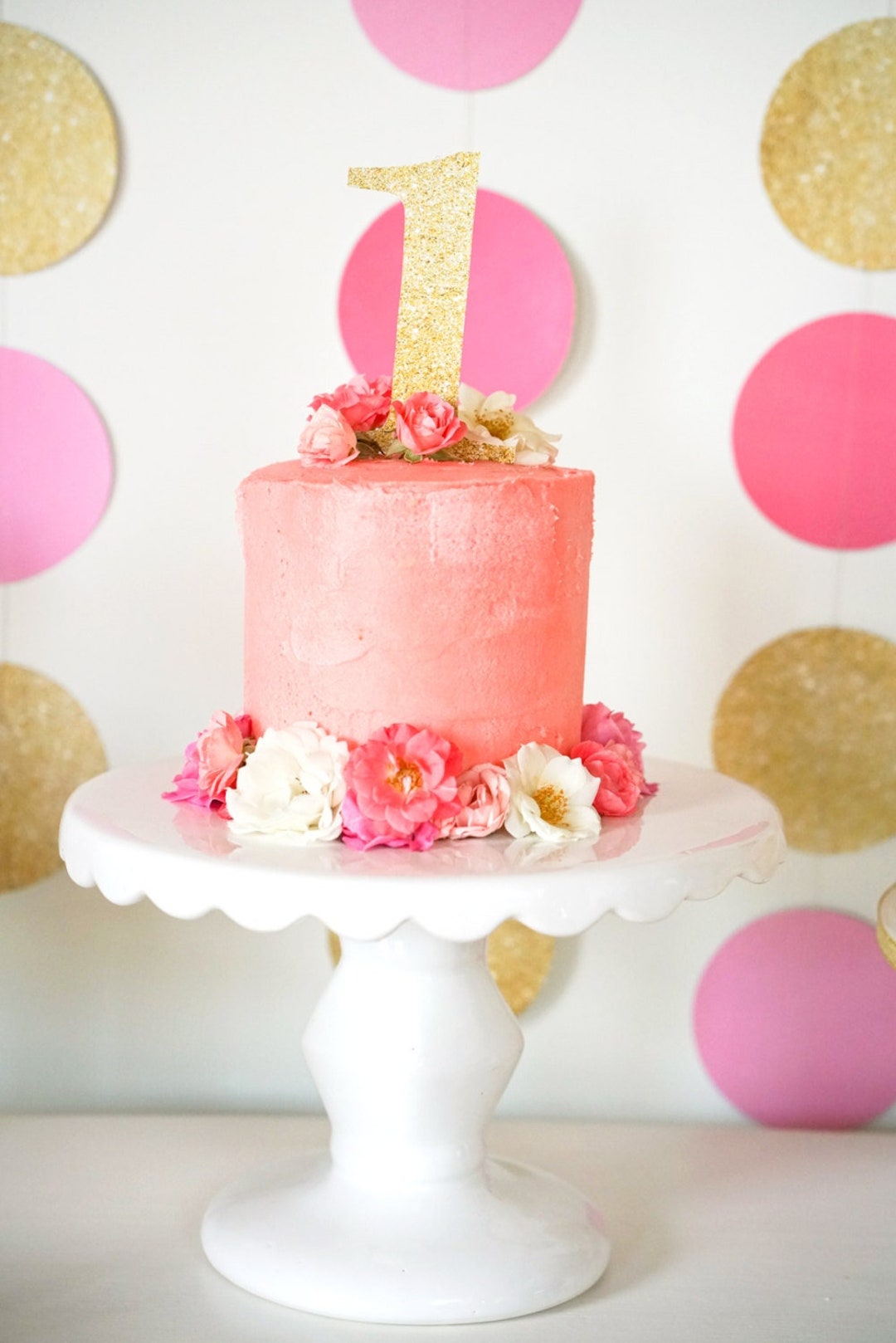 First Birthday Party Printable Topper Gold Glitter Number - Etsy
