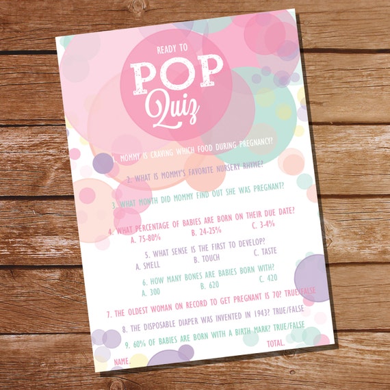 Ready To Pop Baby Shower Pop Quiz Baby Shower Game Girl Baby Ready To Pop Baby Shower Pop Quiz Baby Shower Game Girl Baby