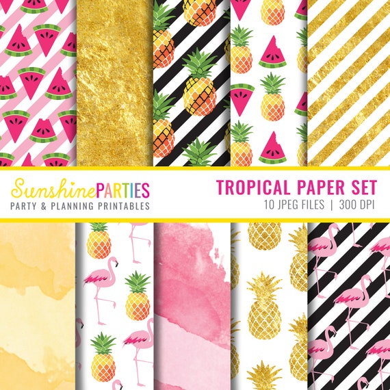 Tropical Digital Paper Set - Tropical Design Paper Bundle - Instant Download Il_570xn