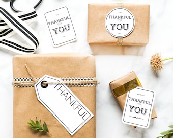 Hostess Gift Tags - Thankful For You Gift Labels - Thanksgiving Tags - Hostess Gift Ideas - Instant Download and Edit with Adobe Reader
